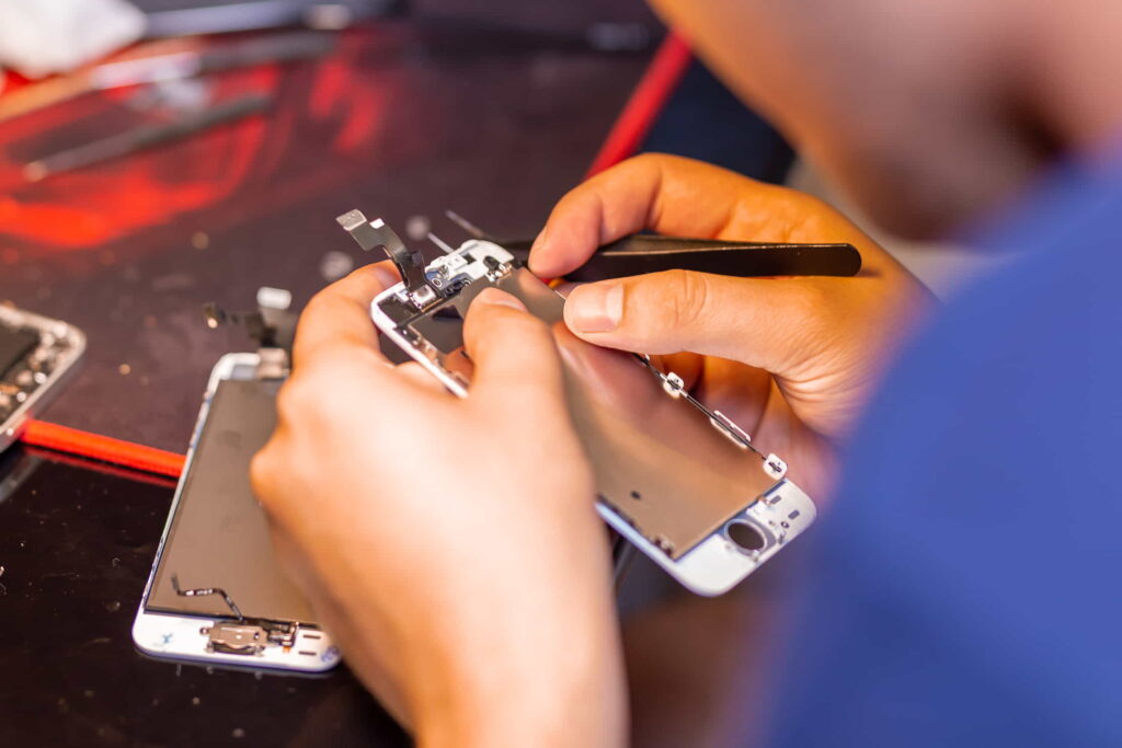 a person holding a device